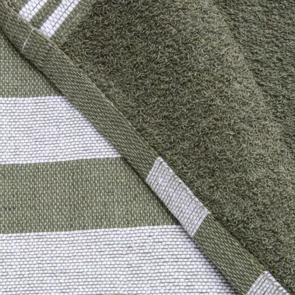 Fouta en algodón reciclado con forro absorvente (100 x 200 cm) Coralia Verde kaki