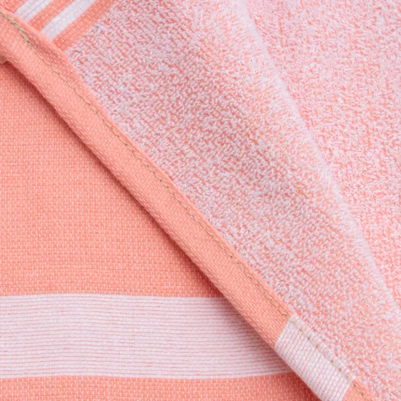 Fouta coton recyclé doublé éponge (100 x 200 cm) Coralia Corail