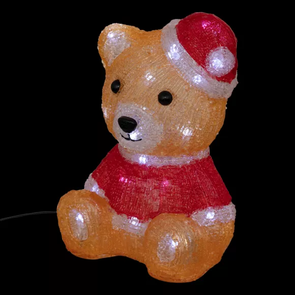 Ourson lumineux à piles 28 LED (H24 cm) Maël Blanc froid