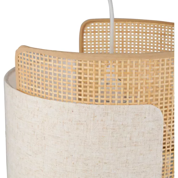 Suspensión luminosa de lino y bambú (D28,5 cm) Brote Beige