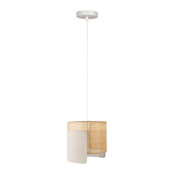 Suspension lumineuse lin et bambou (D28,5 cm) Bourgeon Beige