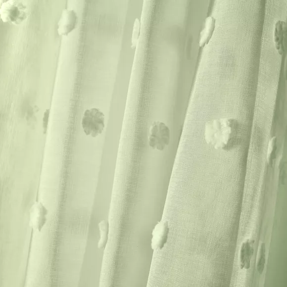 Voilage oeillets pompons (140 x 240 cm) Emie Vert d'eau