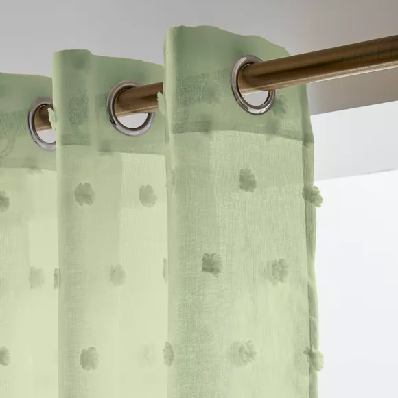 Voilage oeillets pompons (140 x 240 cm) Emie Vert d'eau