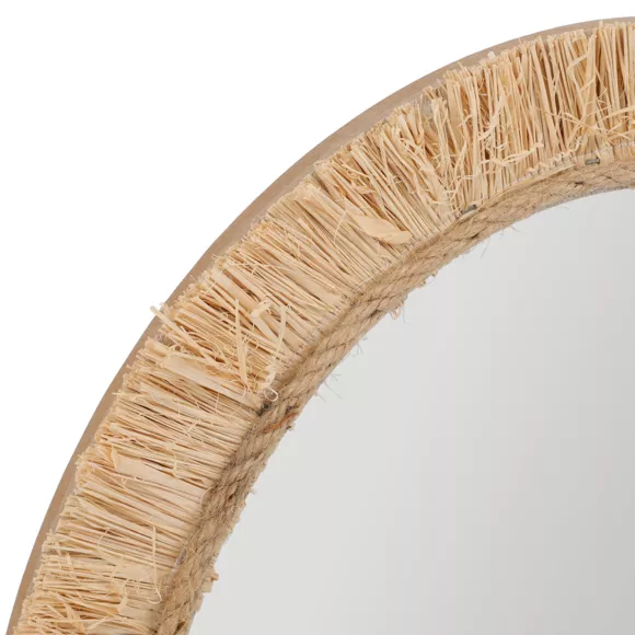MIROIR OVALE RAFIA BOHEME Dim : l34.5xH24xP2cm