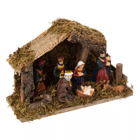 CRECHE DE NOEL LED 7 SANTONS 20X13CM
