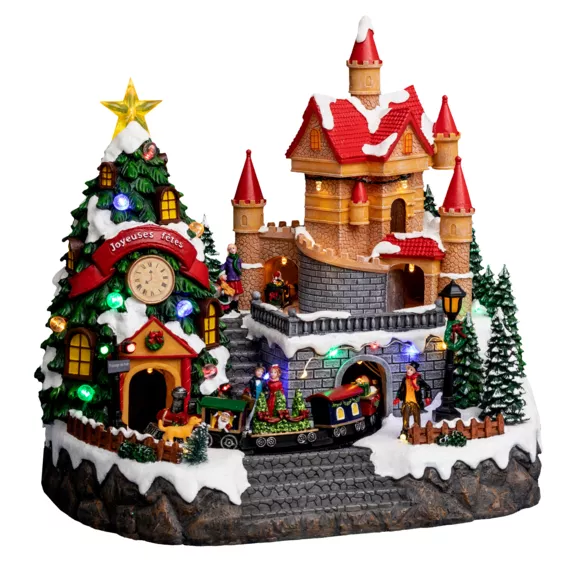 Château de village illuminée Manoir du Père-noël