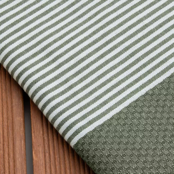 Fouta coton recyclé (100 x 200 cm) Océane Vert kaki