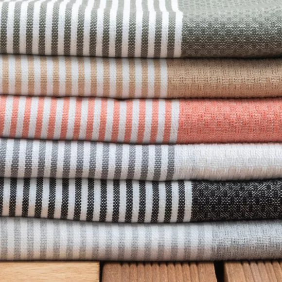Fouta in cotone riciclato (100 x 200 cm) Oceano Verde cachi