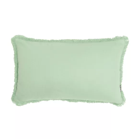 Cojín rectangular en algodón (40 x 60 cm) Pixel con flecos Verde menta