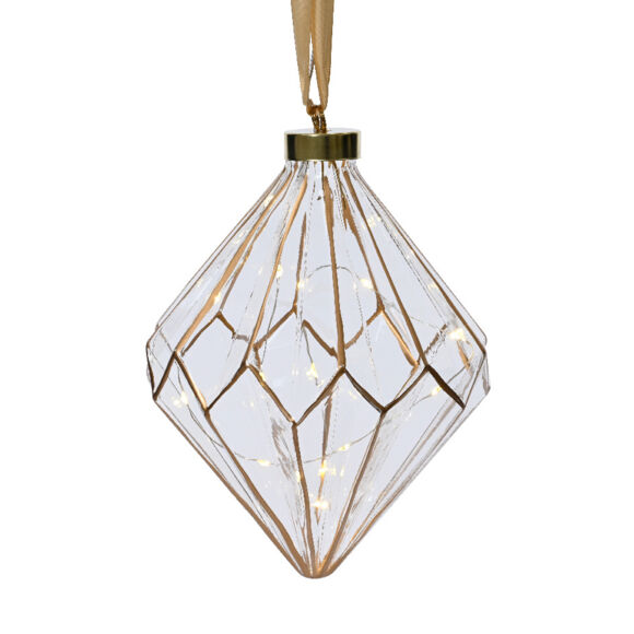 Diamante luminoso a pile 15 LED (H20 cm) Vintage Oro/bianco caldo