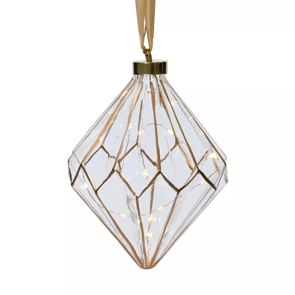 Batterijgevoede glanzende diamant 15 LED (H20 cm) Vintage Goud/warm wit