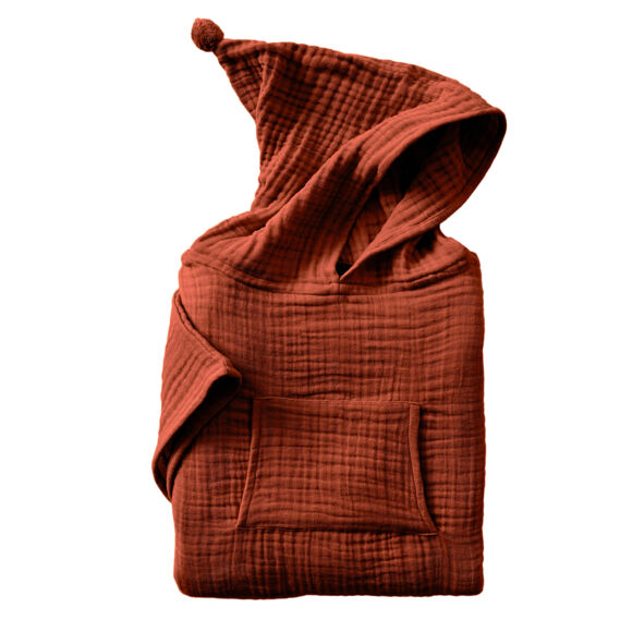 Poncho da bagno per bambini in garza di cotone 6/10 anni Gaia Terracotta