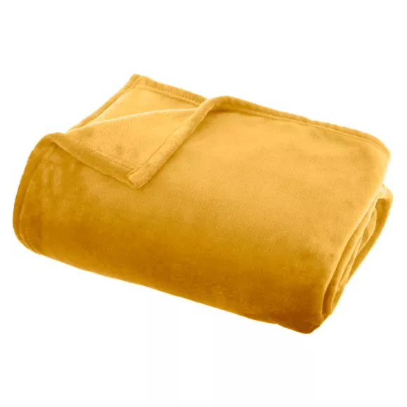 Plaid doux flanelle (180 x 230 cm) Didou Jaune moutarde