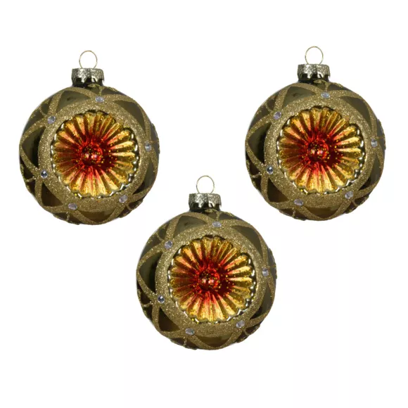 Boule de Noël en verre (D80 mm) Impérial Vert romarin et or