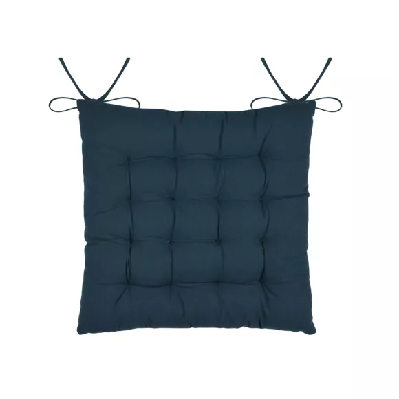 Coussin de chaise carré coton (38 x 38 cm) Eugénie Bleu marine