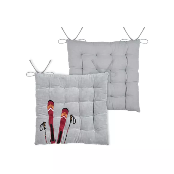 Coussin de chaise carré velours (38 x 38 cm) Chamonix Gris