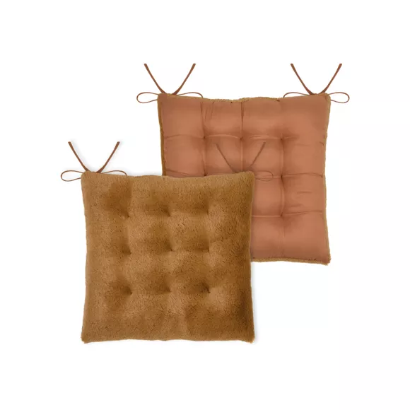 Coussin de chaise carré fausse fourrure (40 x 40 cm) Asgard Camel