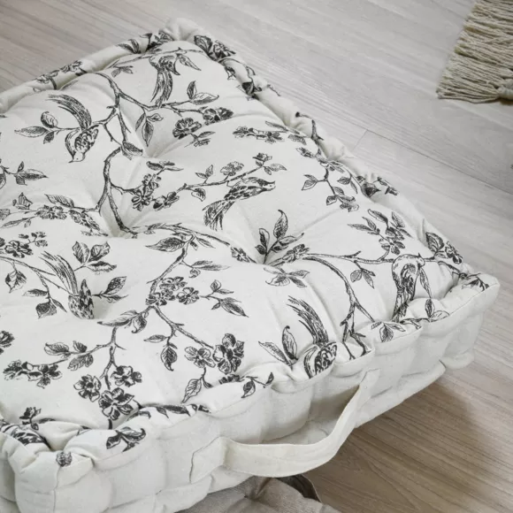 Coussin de sol carré coton bas (45 x 45 cm) Clarine Ecru