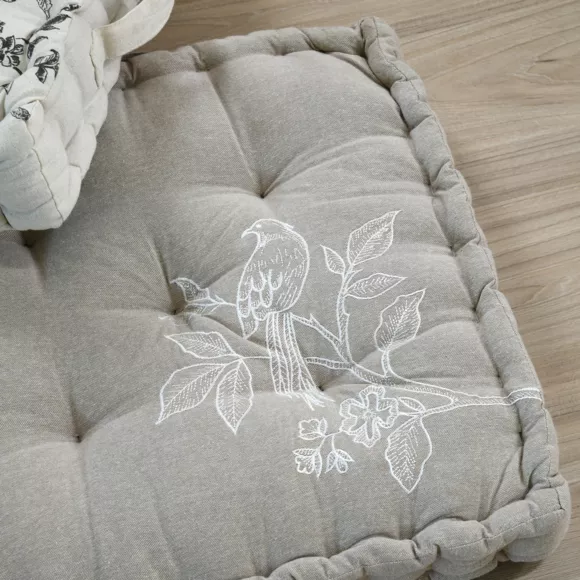 Coussin de sol carré coton bas (45 x 45 cm) Clarine Beige