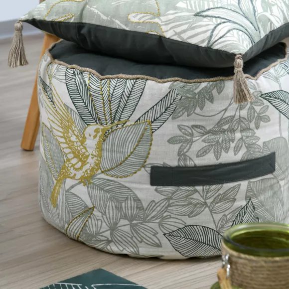 Coussin de sol rond coton haut (40 x 30 cm) Botanys Vert