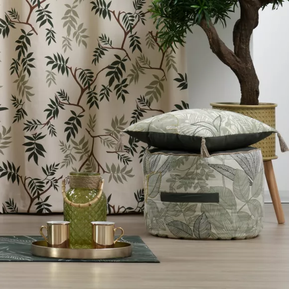 Coussin de sol rond coton haut (40 x 30 cm) Botanys Vert