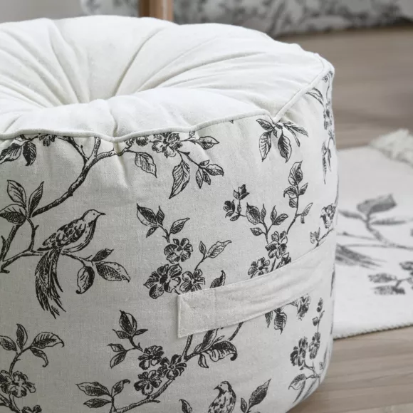 Coussin de sol rond coton haut (40 x 30 cm) Clarine Ecru