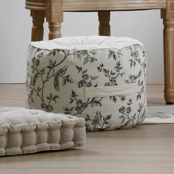 Coussin de sol rond coton haut (40 x 30 cm) Clarine Ecru