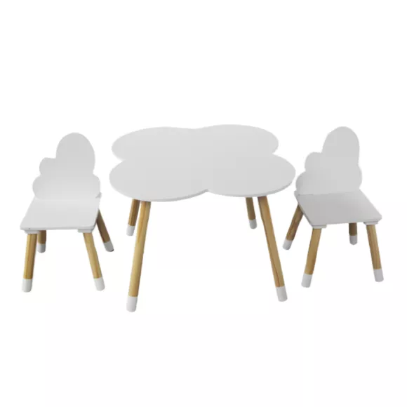 Tisch und 2 Kinderstühle Wolkenholz (H44 cm) Lilou Weiß