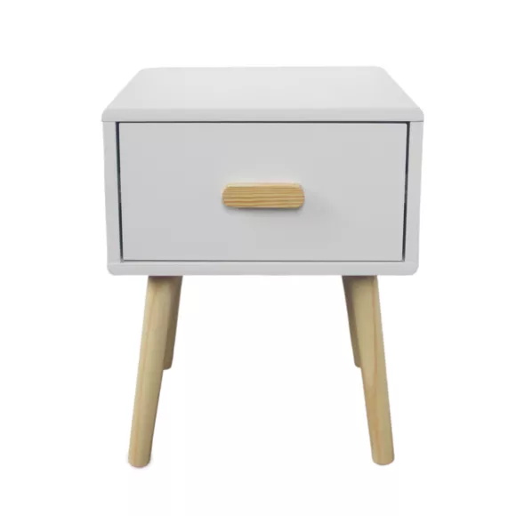 Kinder-Nachttisch aus Holz mit 1 Schublade (H44 cm) Livio Weiß