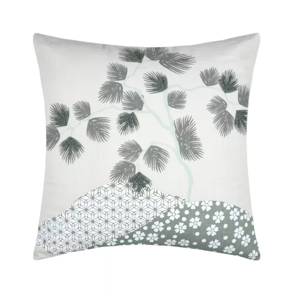 Coussin carré coton (45 x 45 cm) Yuki Vert jade