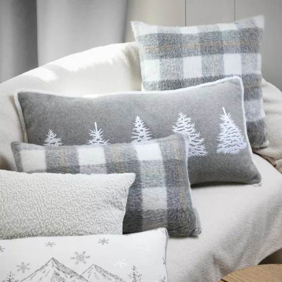 Coussin rectangulaire velours (35 x 70 cm) Gresy Gris