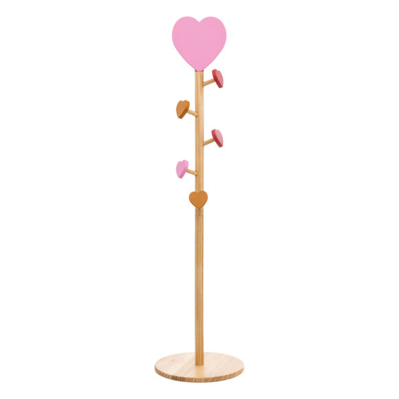 Porte manteau enfant bois (H135 cm) Amour Rose