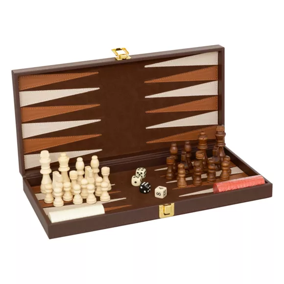 Backgammon / Schaken houten spelset (40 cm) Jule Bruin
