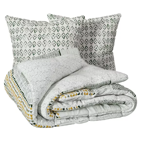 Housse de couette et deux taies coton (240 x 220 cm) Aqua Multicolore