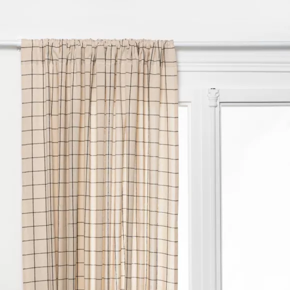 Cortina de cuadros de algodón (140 x 260 cm) Cory Beige