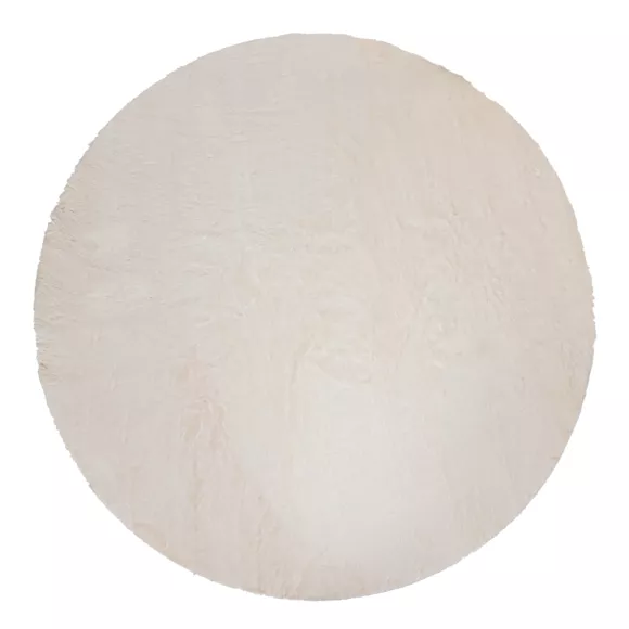 Runder Teppich aus Kunstfell (118 cm) Jona Elfenbein