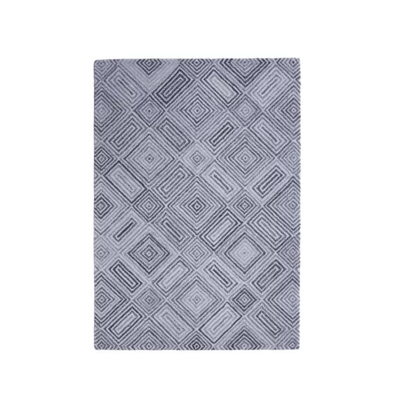 Alfombra rectangular de salón de material reciclado tuftada (140 x 200 cm) Shelton Gris