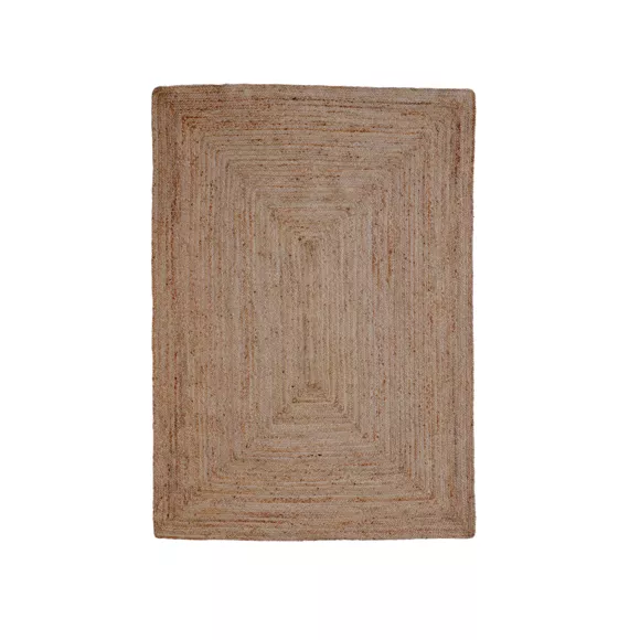 Alfombra rectangular de salón de yute trenzada a mano (140 x 200 cm) Sunrise Marron