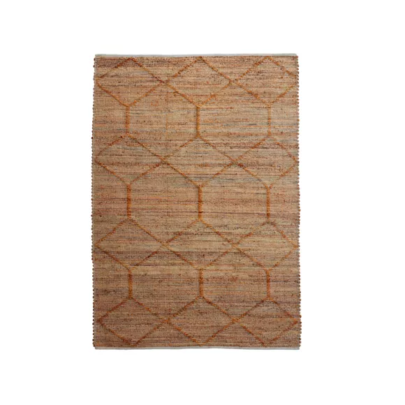Alfombra rectangular de salón de yute y algodón tejida a mano (140 x 200 cm) Jaya Marrón