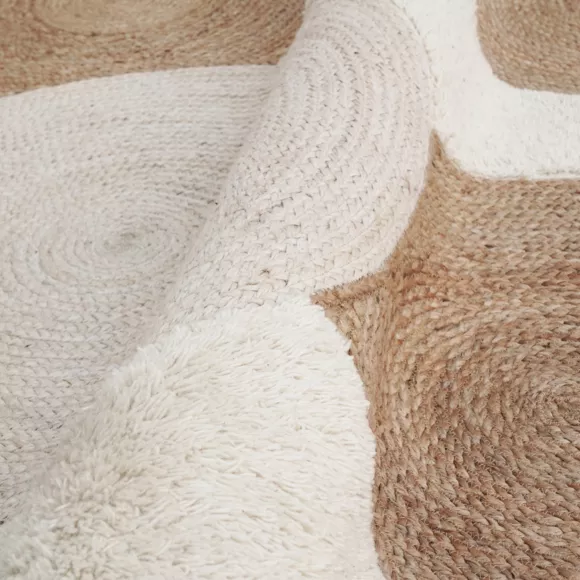 Alfombra rectangular de salón de yute trenzada a mano (140 x 200 cm) Reina Beige