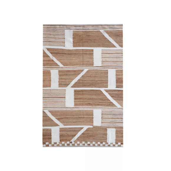 Alfombra rectangular de salón de yute (140 x 200 cm) Paris Beige