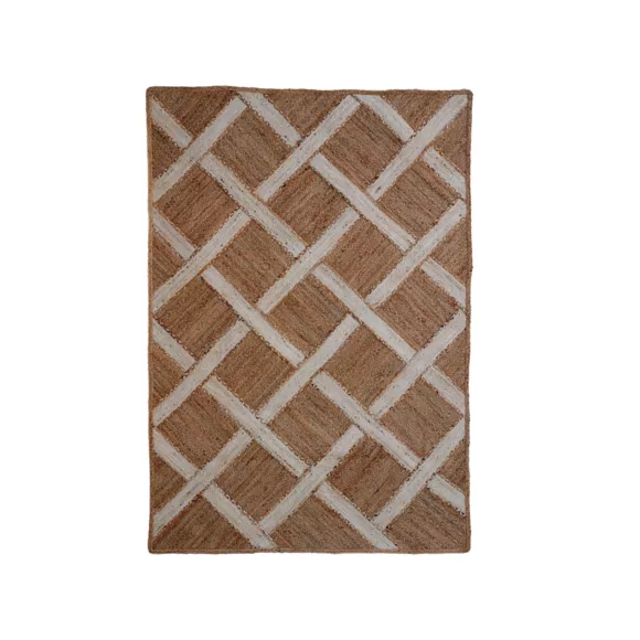 Handgeweven rechthoekig jute vloerkleed (160 x 230 cm) Akira Bruin