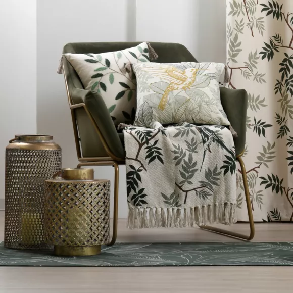 Jeté de canapé coton (125 x 150 cm) Botanys Ecru