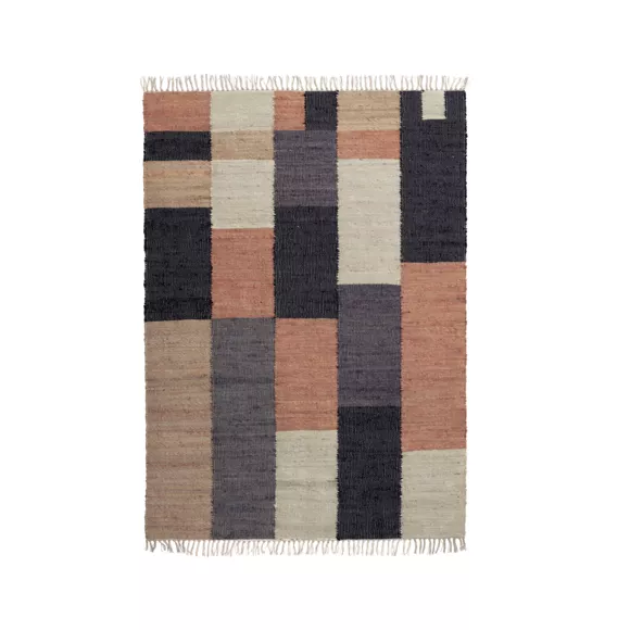 Alfombra rectangular de salón de yute y algodón (160 x 230 cm) Freya Multicolor