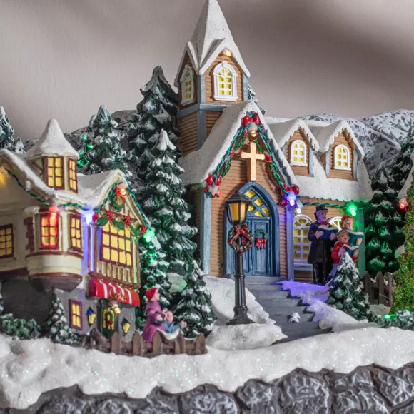 Villaggio di Natale luminoso e musicale Slitta di Babbo Natale