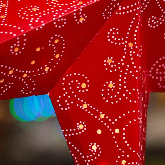 Etoile lumineuse à suspendre (H60 cm) Origami Rouge et blanc chaud