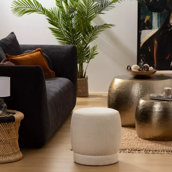 Pouf Schaffelloptik (D39 cm) Améa Weiß