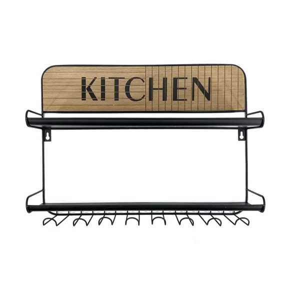 Estante metálico de pared para cocina (A35 cm) Kitchen Negro