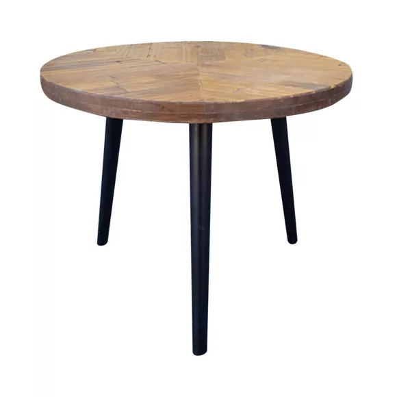 Ronde houten salontafel (D50 cm) Davao Zwart en bruin