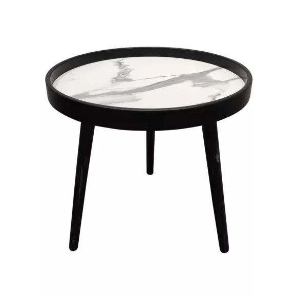 Mesa de centro redonda efecto marmol (A43 cm) Déa Negro